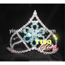 beautiful blue colored fashion rhinestone flower tiara